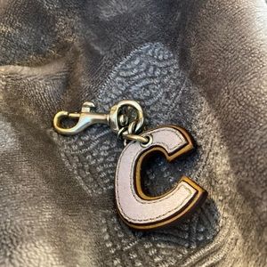 Coach “C” leather keychain